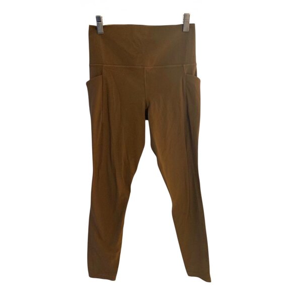 ATHLETA Brown Salutation Stash High-Rise Waist Women's Tipped Leggings Small - Picture 2 of 8